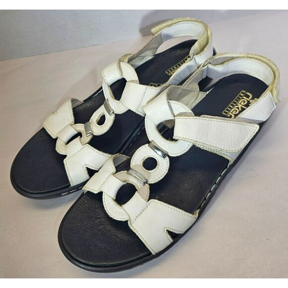 Rieker Womens White Leather Sandals With Adjustable Straps & Ring Detail size 11 - Picture 10 of 13